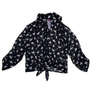 Knitworks Button Up Cat Shirt Size M Girls